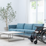 wheel chair in a living room